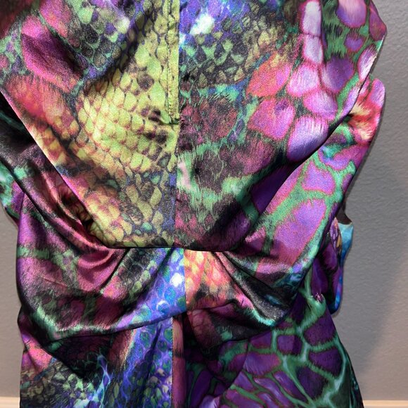 JOVANI HIGH LOW STRAPLESS EMBELLISHED COLORFUL GEM BODICE ANIMAL PRINT GOWN - 6 - Picture 12 of 16